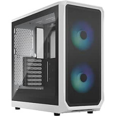 Fractal Design Focus 2 RGB White -Tempered Glass Clear Tint - Mesh Front – Two 140 mm RGB Aspect Fans Included - ATX Gaming Case