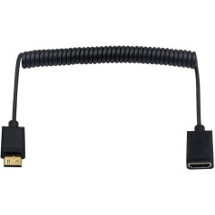 Duttek Mini HDMI to HDMI Cable, HDMI to Mini HDMI Coiled Cable, Mini HDMI Male to HDMI Female Adapter Cable, Support 1080P Full HD, 3D for Camera, Camcorder, Laptop, Projector etc 6ft