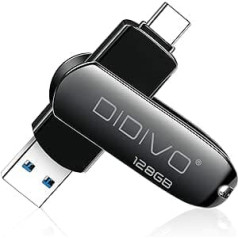 DIDIVO USB C Stick 128 GB USB C zibatmiņas disks 2 vienā USB 3.0 Type C Memory Stick OTG USB Stick Pen Drive ārējā atmiņa USB-C viedtālruņiem, planšetdatoriem, jaunam MacBook, klēpjdatoriem, personālajam datoram (128 GB, melns)