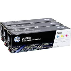 HP 128A oriģinālā tonera kasetne Color Laserjet Pro Cm1415Fn/Cm1415Fnw/Cp1525N/Cp1525Nw — ciāna/fuksīna/dzeltena (3 iepakojumā)