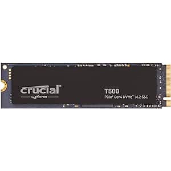 Crucial T500 500 GB PCIe Gen4 NVMe M.2 iekšējais spēļu SSD, līdz 7200 MB/s, saderīgs ar klēpjdatoru un galddatoru + 1 mēnesis Adobe CC Visas lietotnes — CT500T500SSD8