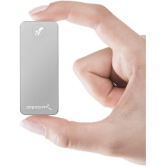 Sabrent Portable SSD 512 GB, cietais disks ārējais NVMe USB 3.2 Gen 2 1000 MB/s lasāms, USB 3.2 C tipa kabelis līdz A tipam un tipa A līdz C tipam, ārējais M.2 SSD alumīnija apvalks, sudrabs (SB-512-PRO )