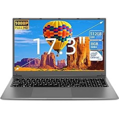 SGIN klēpjdators 17 collas, 8 GB RAM 512 GB SSD piezīmjdators, Celeron četrkodolu, līdz 2,8 GHz, 2,4/5,0 G WiFi, Bluetooth 4.2, paplašināma atmiņa 512 GB TF