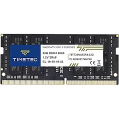 Timetec 32GB DDR4 2666MHz PC4-21300 bez ECC, nebuferēts 1,2V CL19 2Rx8 Dual Rank 260 kontaktu SODIMM klēpjdatora piezīmjdatora datora atmiņas RAM moduļa jauninājums (32GB)