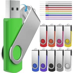 USB zibatmiņas zibatmiņas 64 GB 10 USB zibatmiņu komplekts — pārnēsājamas atmiņas kartes USB 2.0 64 GB daudzkrāsaini pildspalvu diskdziņi — datu glabāšana Krāsaina atmiņas karte ar 10 vienībām virknēm Dāvana ģimenei FEBNISCT