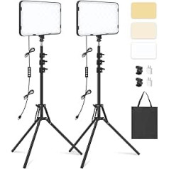2 Pack LED Video Light with 63 Inch Tripod Stand, Obeamiu 2500-8500K Dimmable Light Photography Studio Lighting for Video Film Recording/Collection Portrait/Live Streaming/YouTube Podcast, USB Charger