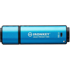 Kingston IronKey Vault Privacy 50 FIPS 197 Type C sertificēts un XTS-AES 256 bitu šifrēts USB zibatmiņas disks lielākai datu aizsardzībai IKVP50C/32GB