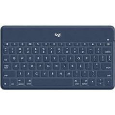 Logitech Keys-to-Go bezvadu planšetdatora tastatūra, Bluetooth, iOS īpašie taustiņi, īpaši viegls un kluss, 3 mēnešu akumulatora darbības laiks, planšetdatoram un viedtālrunim, spāņu QWERTY izkārtojums — melns