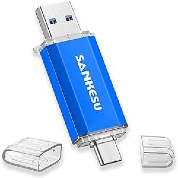 SANKESU 256 GB USB zibatmiņas karte 3.0 USB C zibatmiņas diski USB-A un C tipa OTG atmiņas karte, divas atmiņas kartes personālajam datoram/planšetdatoram/klēpjdatoram/C tipa mobilajam tālrunim (faktiskā pieejamā ietilpība: 234 GB)