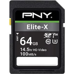 PNY Elite-X SDXC karte 64 GB 10. klase UHS-I U3 100 MB/s