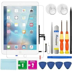 S-Union Screen Replacement Kit with Tempered Glass Film, Upgraded Touch Screen Digitizer Only for Air 1st Generation A1474 A1475 A1476 (White)