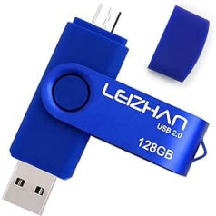 leizhan zibatmiņas disks U-Stick Micro 128 GB USB 2.0 Memory Stick Dual USB Drive Connection Android viedtālruņu planšetdatoriem un datoriem (128 GB, zils)