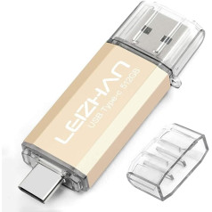 leizhan USB zibatmiņas karte 512 GB C tipa atmiņas karte OTG Memory Stick 2 in-1 zibatmiņas disks USB 3.0 pildspalvas diskdzinis personālajam datoram/klēpjdatoram/piezīmjdatoram un citam USB-C (512 GB, zelta krāsā)