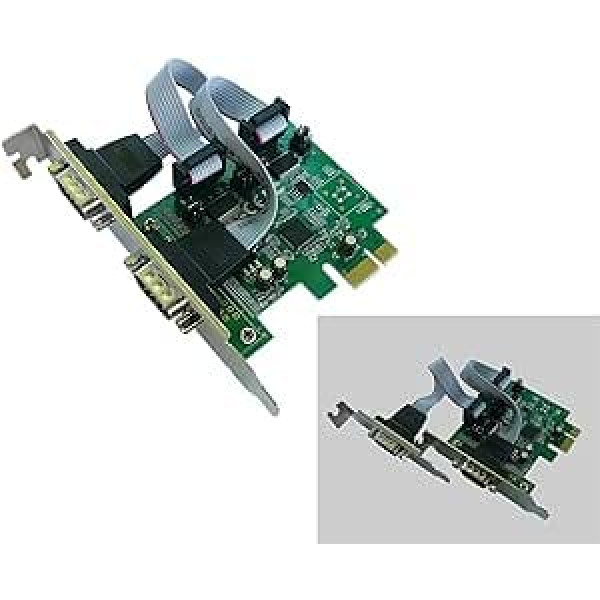 KALEA-INFORMATIQUE PCIe 1x RS232 COM seriālās saskarnes, 2x DB9. Atlase 9v 5v uz saktas 1 un 9. Augsta un zema profila slota plāksne, mikroshēmojums: ASIX99100