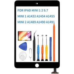 Replacement Screen Compatible for iPad Mini 1 2 1st Generation 2nd Generation Mini1 A1432 A1454 A1455 Mini2 A1489 A1490 A1491 Touch Screen Digitizer Sensor Glass Kit with Tempered Glass + Tools