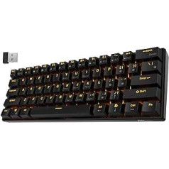 RK Royal Kludge RK61-US 2,4 GHz bezvadu/Bluetooth/vadu 60% mehāniskā tastatūra, 61 taustiņu kompakta tastatūra, karsti maināma brūnā slēdža spēļu tastatūra ar programmatūru operētājsistēmai Windows/Mac/Android