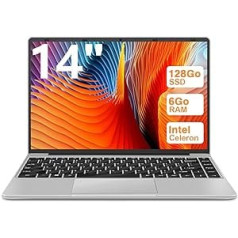 WOZIFAN Laptop Computer 14 Inch Inter 6GB+64GB Support Extension 1TBSSD Laptop Win 1080 FHD 2.4G+5G WiFi Bluetooth HDMI Wireless Mouse and German Keyboard Sticker Silver