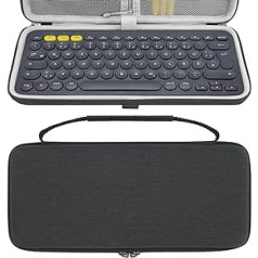 Bezvadu tastatūras futrālis GEEKRIA K380, cietais ceļojumu pārnēsāšanas futrālis mazai kompaktai Tenkeyless bezvadu tastatūrai, kas saderīga ar Logitech K380, Magic Keyboard, Omoton Ultra-Slim (melns)