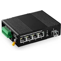 Binardat 5 Port Gigabit PoE DIN Rail Industrial Ethernet Switch, 4 PoE IEEE802.3af/at, 1 SFP Port with 20km LC Module, with a 60W PoE Power Supply