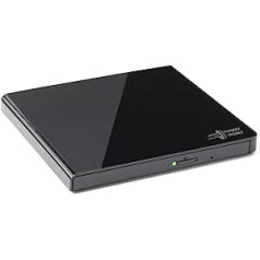 Hitachi-LG GP57 Ultra Slim USB 2.0 ārējais pārnēsājamais Super Multi DVD rakstītājs DVD+/-RW CD-RW DVD-ROM/RAM saderīgs TV ports Windows 10 un Mac OS saderīgs melns