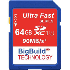 BigBuild tehnoloģija 64 GB īpaši ātra 90 MB/s 10. klases SD SDXC atmiņas karte Panasonic Lumix DMC-TZ101 kamerai