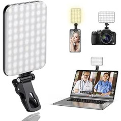 ALTSON 60 LED Video Light Selfie Light with Portable Clamp & Camera Tripod, Rechargeable 2200 mAh, CRI 97+, 3 Light Modes for iPhone, Mobile Phone, Webcam, Zoom, Streaming, Laptop, Photo, Makeup,