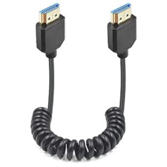 Duttek HDMI to 2.1 HDMI Coiled Cable 4ft, HDMI 2.1 Ultra High Speed 48Gbps, Supports 8K@60Hz, 4K@120Hz, Compatible with Camera, Camcorder, Monitor, PC and More
