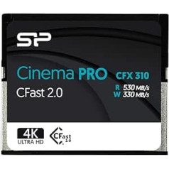 Silicon Power 512GB CFast 2.0 CinemaPro CFX310 atmiņas karte, 3500X un līdz 530MB/s lasīšanas, MLC, Blackmagic URSA Mini, Canon XC10/1D X Mark II un citiem — SP512GICFX311NV0BM