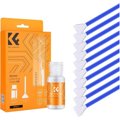 K&F Concept Sensor Cleaning Set with 10 Pieces Microfibre Swabs 24 mm for Full Format Cameras and 20 ml Liquid Cleaner Cleaning Kit for DSLR Camera Lenses Filter