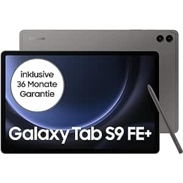 Samsung Galaxy Tab S9 FE+ Android planšetdators, 128 GB atmiņa, ar pildspalvu (S Pen), ilgs akumulatora darbības laiks, Simlock bez līguma, 5G, pelēks, iekļauta 12 mēnešu garantija [ekskluzīva Amazon]