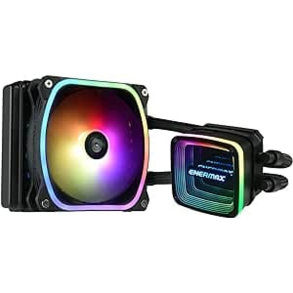 ENERMAX Aquafusion ADV ARGB 120 mm AIO CPU ūdens dzesēšanas divkamera Intel LGA1700/AMD AM5 atbalsts 250W+ TDP (1x Squa RGB 120 PWM ventilators); ELC-AQFA120-SQA, melns