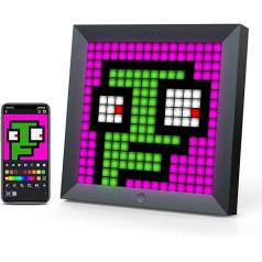 divoom Pixoo LED displejs Pixel Art digitālā attēlu rāmja sienas apgaismojuma uzvalks, Pixel LED paneļa DIY mākslas animācija, viedā lietotņu vadība, spēļu dekorēšanas piederumi personālajam datoram un spēļu istabas sienai — melna