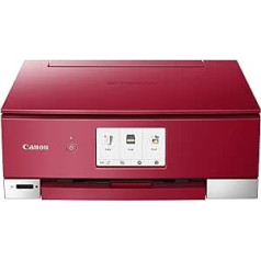 Canon PIXMA TS8352a printera krāsainais tintes strūklas daudzfunkciju ierīce DIN A4 (skeneris, kopētājs, 4800 x 1200 dpi, 6 atsevišķas tintes, USB, WLAN, abpusējā drukāšana, 2 papīra padevēji, 5 GHz atbalsts), sarkans