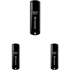 Transcend TS32GJF350 JetFlash 350 32GB USB Stick (Only 8.5g) Black (Pack of 3)