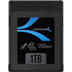 SABRENT CFexpress atmiņas karte Type B 1TB (1700 MB/s lasāma, 1500MB/s rakstīšana, cf Express 8k Raw atmiņas karte DSLR, profesionāliem kinematogrāfiem, fotogrāfiem, videogrāfiem, video emuāriem (CF-XTBT-1TB)