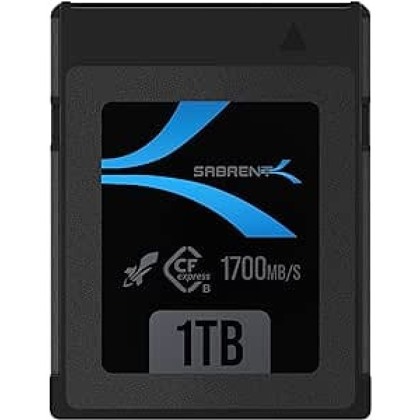 SABRENT CFexpress atmiņas karte Type B 1TB (1700 MB/s lasāma, 1500MB/s rakstīšana, cf Express 8k Raw atmiņas karte DSLR, profesionāliem kinematogrāfiem, fotogrāfiem, videogrāfiem, video emuāriem (CF-XTBT-1TB)