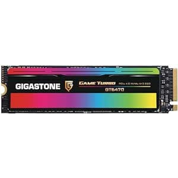 Gigastone GT6470 SSD 2TB PCIe 4.0x4 NVMe M.2 2280 Game Turbo Gen4 PCIe iekšējie cietvielu diski 7000 MB/s krātuve personālajam datoram klēpjdatoram PS5 spēļu 3D NAND SLC kešatmiņa Liela ātruma veiktspēja