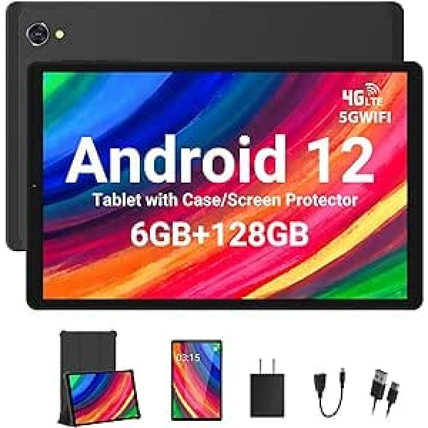 TOSCIDO planšetdators 10 collu Android 12, planšetdators ar SIM karti 4G LTE 5G WiFi, astoņkodolu, 6 GB RAM + 128 GB (paplašināms 1 TB) 1920 X1200 FHD IPS, 13 MP + 8 MP, GPS, BT 5.0, 60 ar TCAhse, 60 0 mtt.