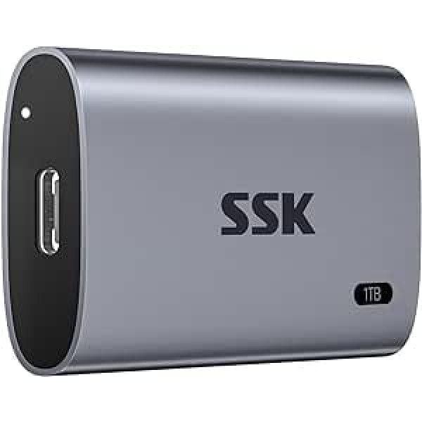 SSK portatīvais SSD 1 TB, līdz 2000 MB/s ārējie cietvielu diskdziņi, ārējais USB 3.2 Gen2X2 NVMe SSD cietais disks, īpaši zems enerģijas patēriņš iPhone 15/MacBook/Pro/OTG tālruņiem/klēpjdatoriem