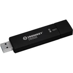 Kingston IronKey D500S aparatūras šifrēts USB zibatmiņas disks 8 GB FIPS 140-3 Lvl 3 (Gaida) AES-256 — IKD500S/8GB, melns