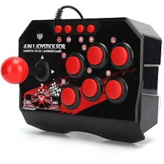 Universāla Arcade Fight Stick Switch/PC/PS3, ar USB portu, ergonomisku dizainu, melnā un sarkanā krāsu shēmu, Arcade Game Fighting kursorsviru arkādes spēlēm visu veidu spēļu spēlēšanai