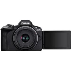 Canon EOS R50 sistēmas kamera + RF-S 18-45 ir STM objektīvs + RF-S 55-210 mm F5-7.1 ir STM — bezspoguļa kamera (digitālā kamera ar automātisko fokusu un motīvu noteikšanu transportlīdzekļiem ar dzīvniekiem, 4K videokamera)