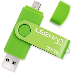 leizhan USB Memory Stick 2.0 OTG Metāla Pendrive Android viedtālrunim USB zibatmiņas disks Micro USB Pen Drive Memory Stick U Disk Green 256G