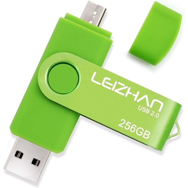 leizhan USB Memory Stick 2.0 OTG Metāla Pendrive Android viedtālrunim USB zibatmiņas disks Micro USB Pen Drive Memory Stick U Disk Green 256G