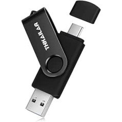 THKAILAR USB C Stick 128 GB USB 3.0 atmiņas karte 2 in-1 dubultā zibatmiņas disks, metāla, grozāms dizains, viedtālrunim/datoram/planšetdatoram/klēpjdatoram (melns)