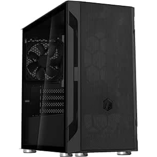 SilverStone Technology FARA H1M, Micro-ATX, Steel Grid, Tempered Glass Side Panel, Plastic, Steel Housing, 120 mm x 1 Fan Included, SST-FAH1MB-G