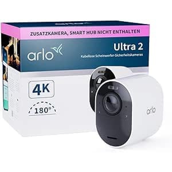 Arlo Ultra 2 Spotlight WiFi āra novērošanas kamera, bezvadu, 4K, nakts redzamība krāsās, kustības sensors, divvirzienu audio, nepieciešams SmartHub, VMC5040