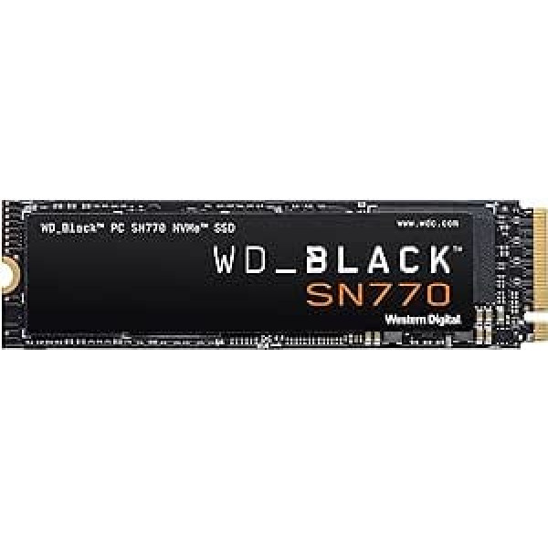 WD_BLACK SN770 NVMe SSD 2 TB (augstas veiktspējas NVMe SSD, spēļu SSD, PCIe Gen4, M.2 2280, lasīšanas ātrums 5150 MB/s, rakstīšanas ātrums 4850 MB/s) Melns