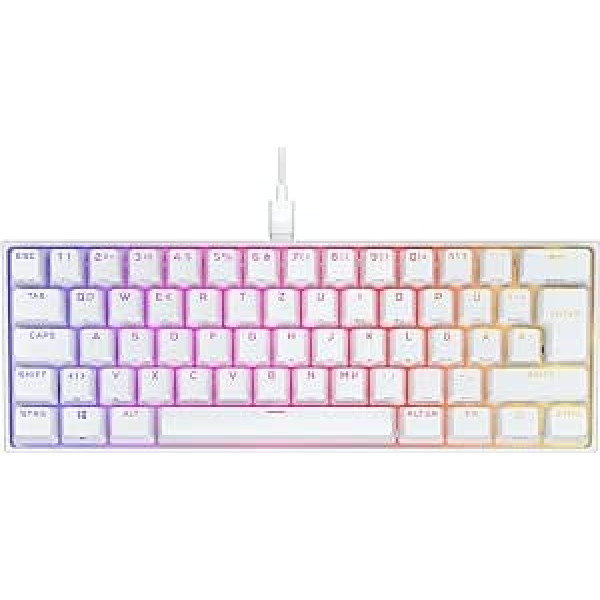 Corsair K65 RGB Mini 60% Mechanical Gaming Keyboard (Customisable RGB Lighting Single, Cherry MX Speed Keys, PBT Double Shot Keycaps, AXON Technology) QWERTZ, White