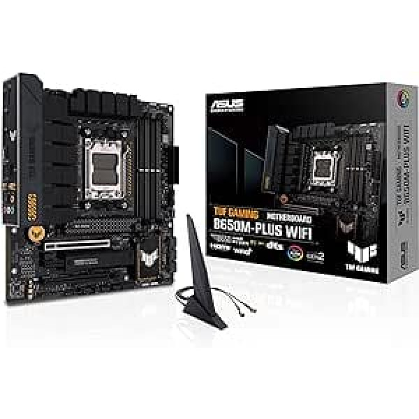 ASUS TUF Gaming B650M-PLUS WiFi mātesplates ligzda AMD AM5 (Ryzen 7000, micro-ATX, PCIe 5.0, DDR5 atmiņa, 14 barošanas posmi, USB 3.2 Gen 2x2 Type-C, WiFi6, Aura Sync)